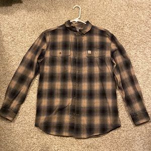 Carhartt medium men’s tan and brown button up flannel